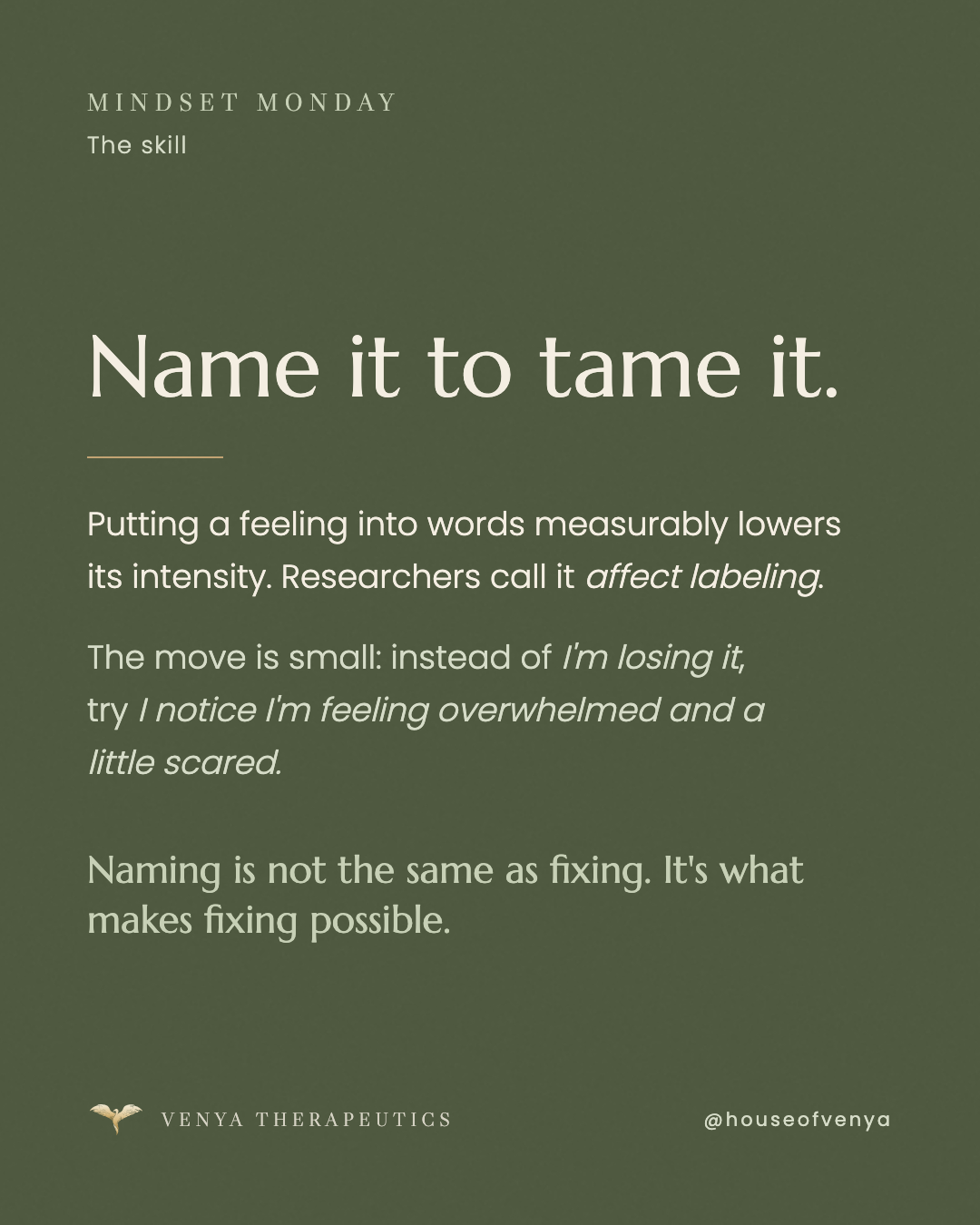Mindset Monday: Naming a feeling measurably lowers its intensity.